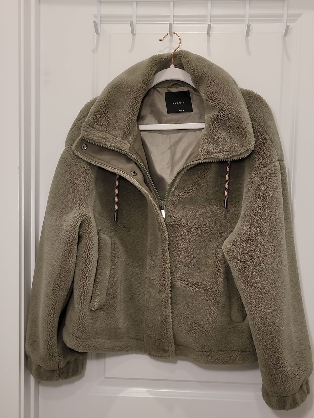 Elodie Olive-Tone Plush Teddy Jacket